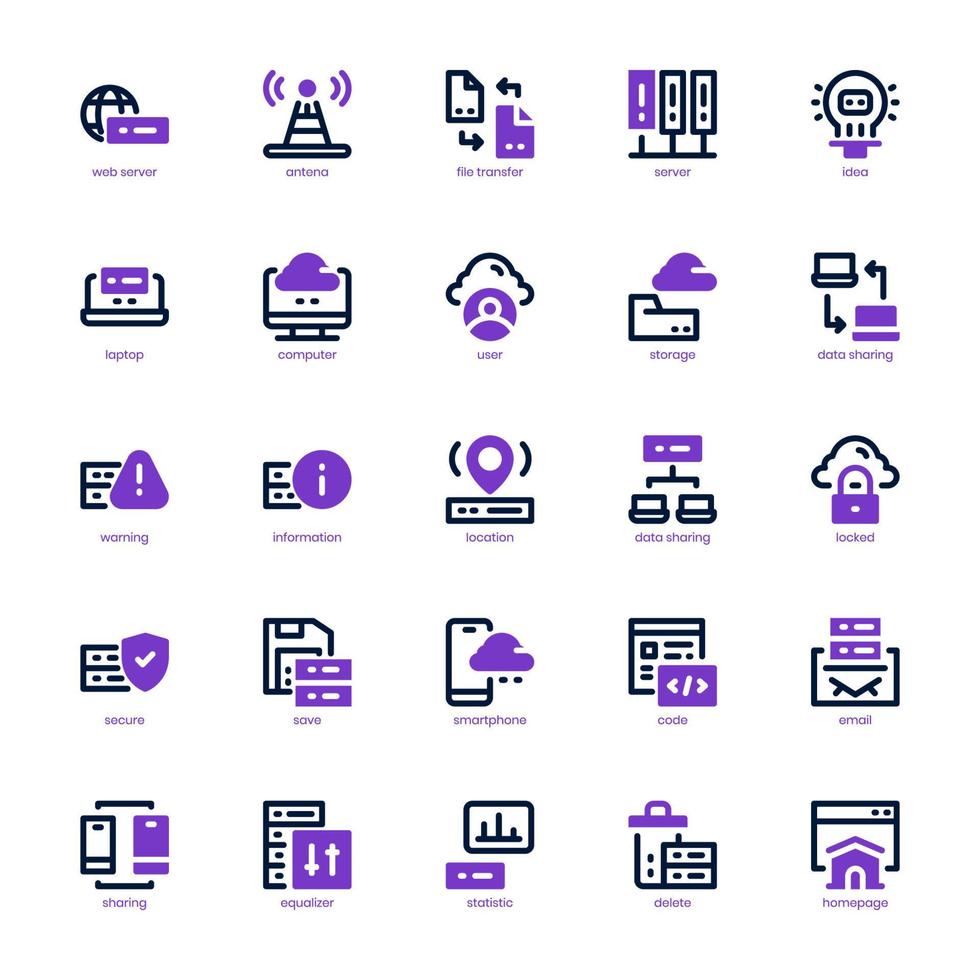 paquete de iconos de alojamiento web para su sitio web, móvil, presentación y diseño de logotipo. icono de alojamiento web línea mixta y diseño sólido. ilustración de gráficos vectoriales y trazo editable. vector