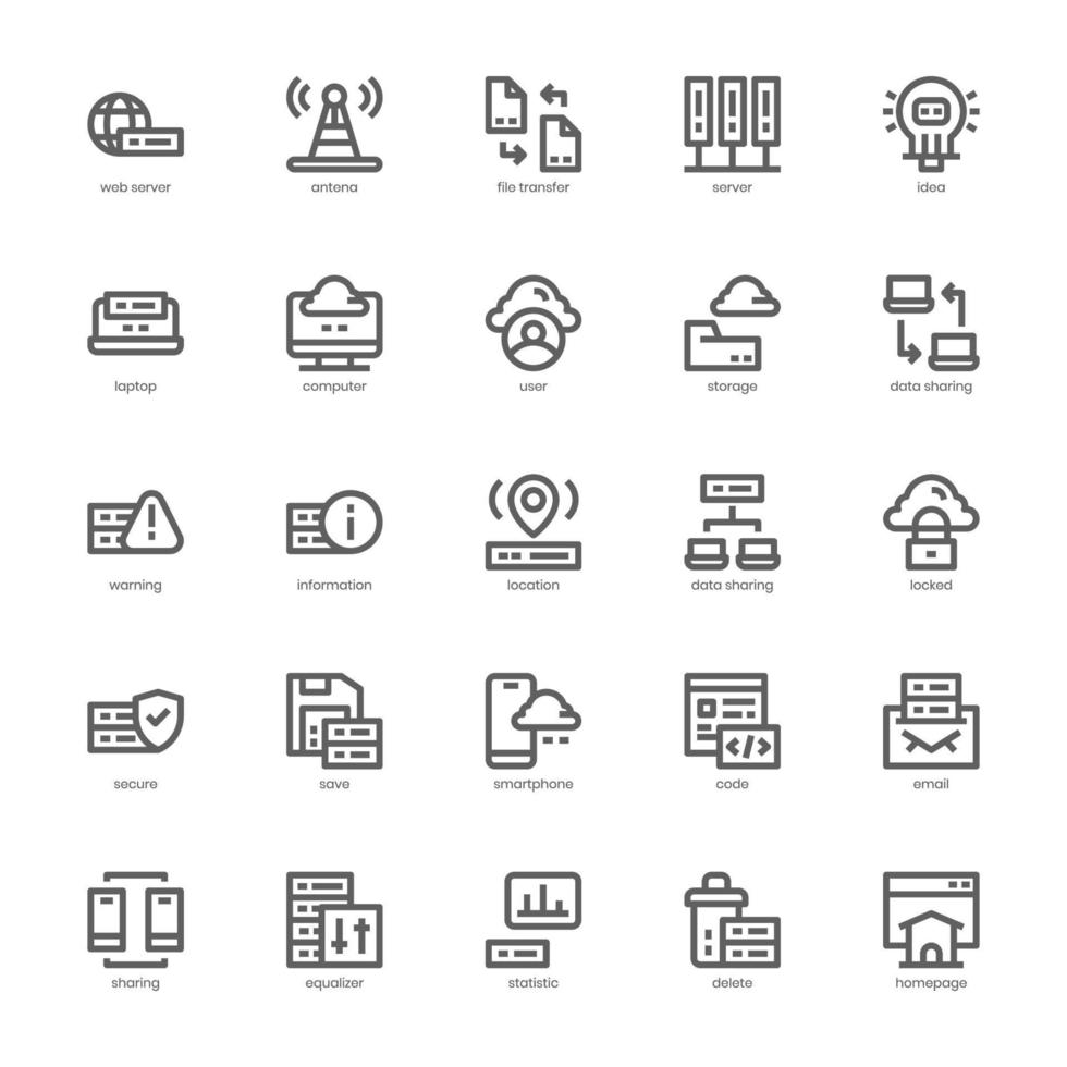 Web Hosting icon pack for your website, mobile, presentation, and logo design. Web Hosting icon outline design. Vector graphics illustration and editable stroke.