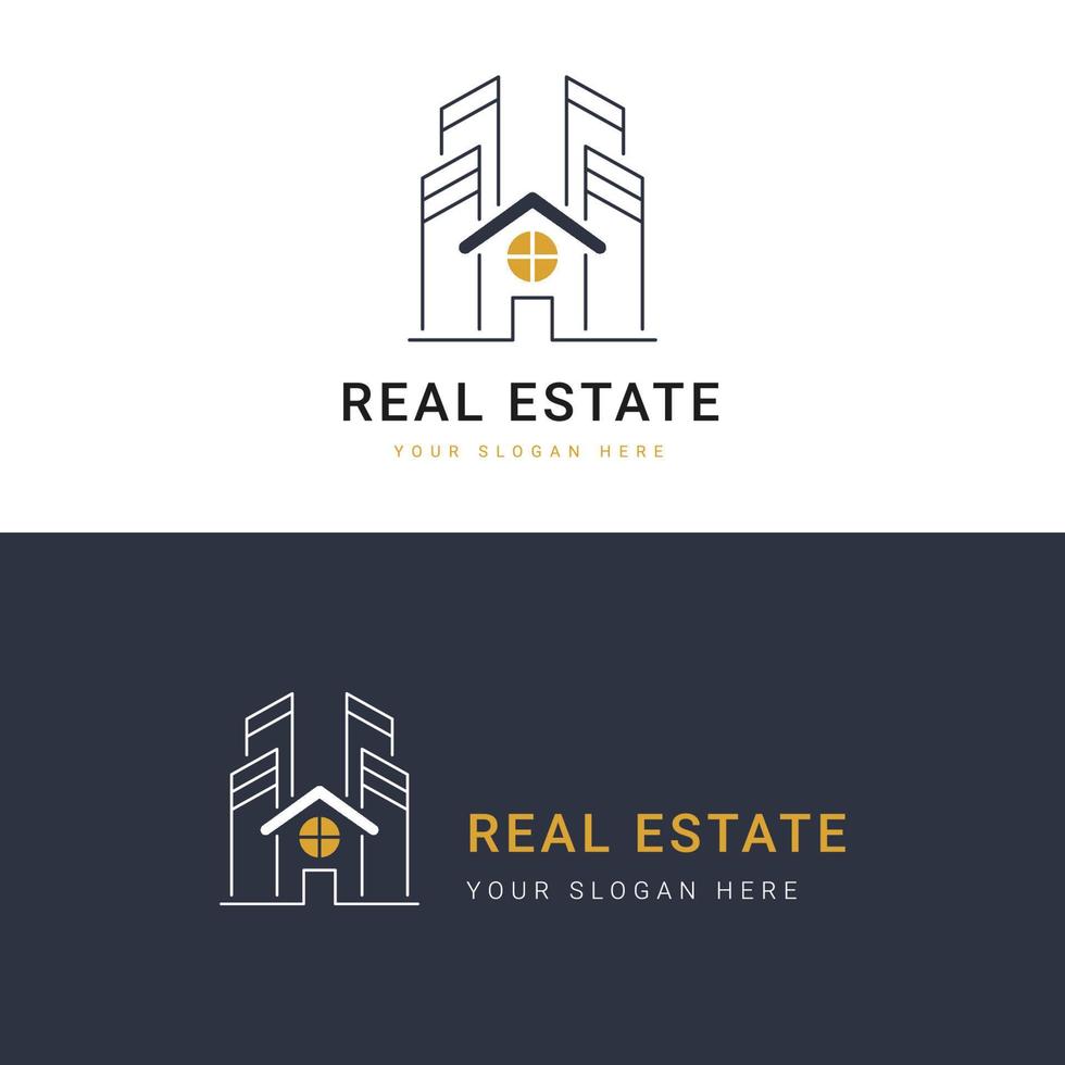 plantilla de logotipo inmobiliario, logotipo perfecto para empresas relacionadas con la industria inmobiliaria. ilustración vectorial de bienes raíces. vector