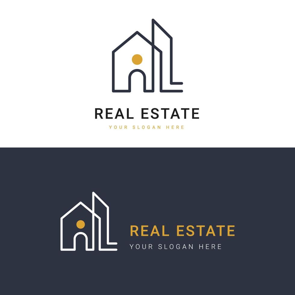 plantilla de logotipo inmobiliario, logotipo perfecto para empresas relacionadas con la industria inmobiliaria. ilustración vectorial de bienes raíces. vector