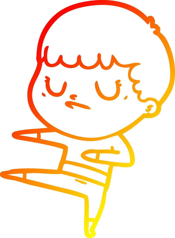 warm gradient line drawing cartoon grumpy boy vector