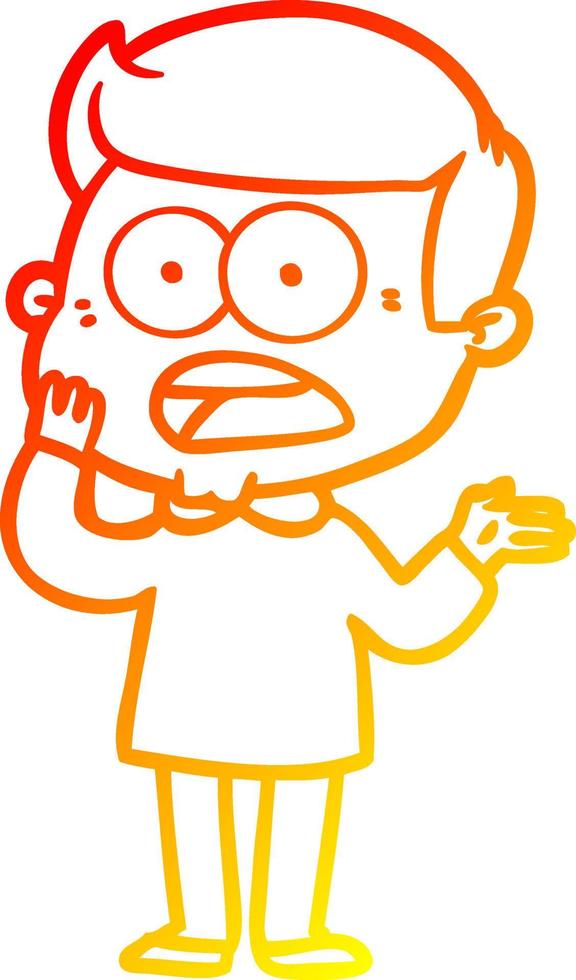 warm gradient line drawing cartoon shocked man vector
