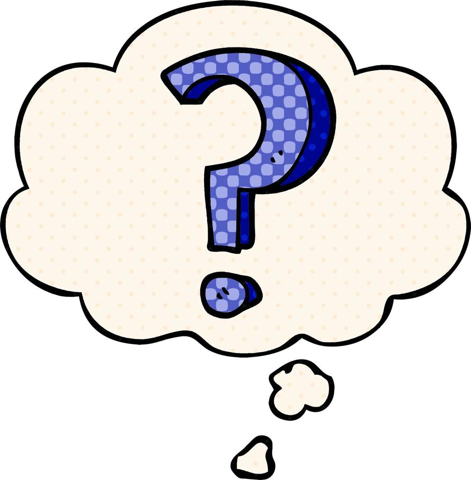 cartoon question mark and thought bubble in comic book style vector