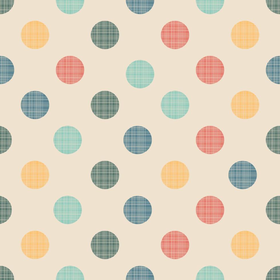 seamless colorful polka dot pattern with fabric texture vector