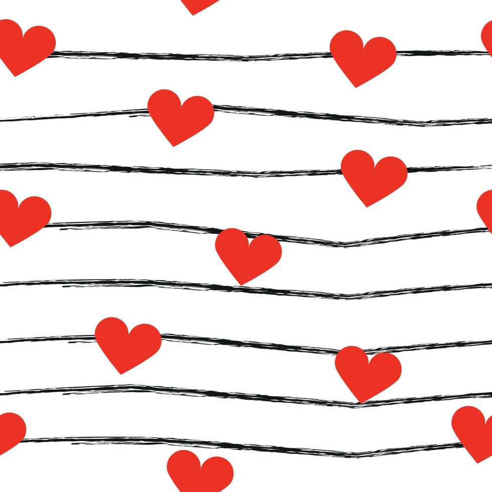 Red hearts seamless pattern white background vector