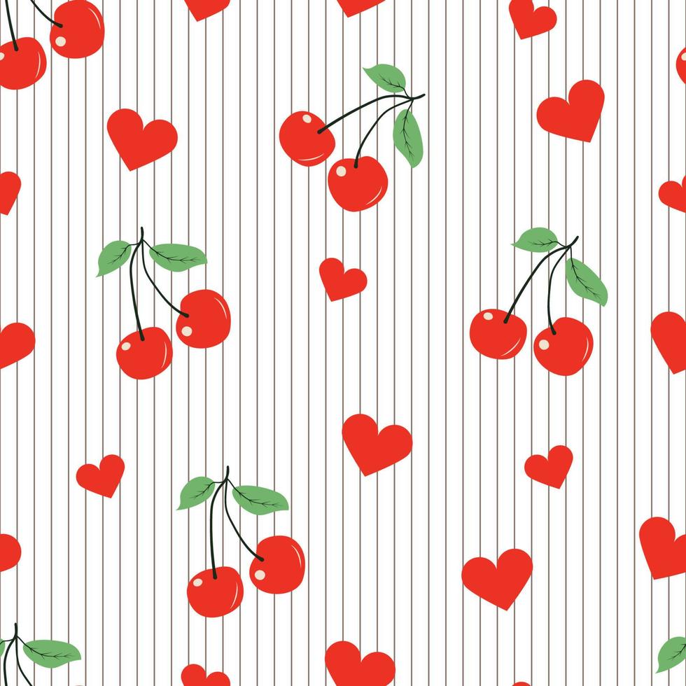 Bright cherry seamless vector pattern