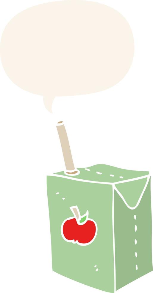 cartoon apple juice box and speech bubble in retro style 10600625