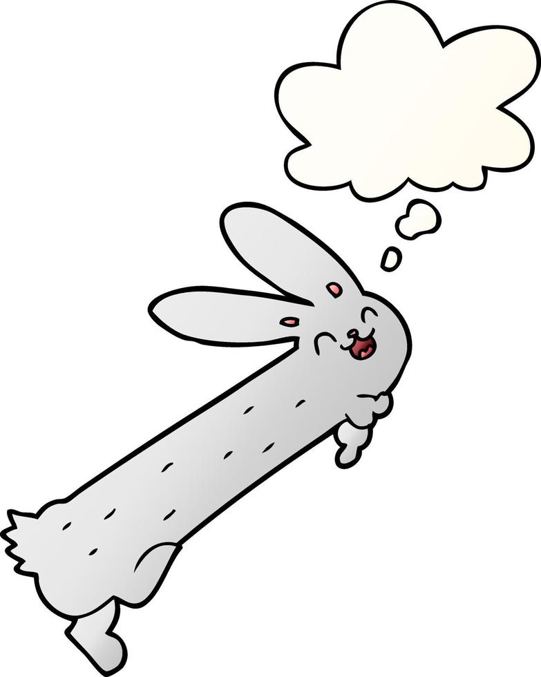 funny cartoon rabbit and thought bubble in smooth gradient style vector