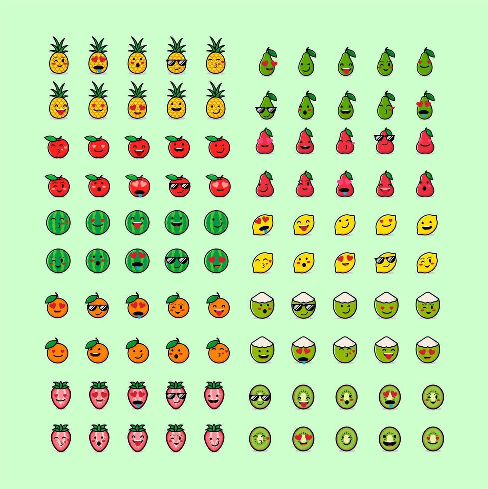 100 Set of fruits emoji 10600777 Vector Art at Vecteezy