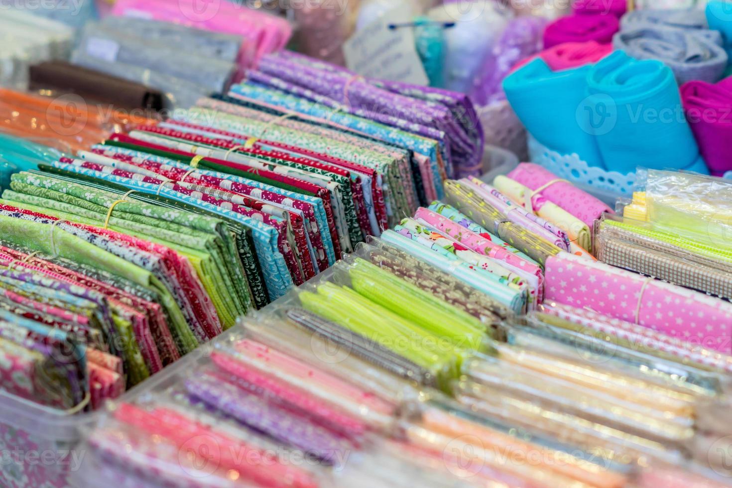 Assortment of natural fabrics and textiles. DIY materiials for craft and scrapbooking. Sewing industry concept photo