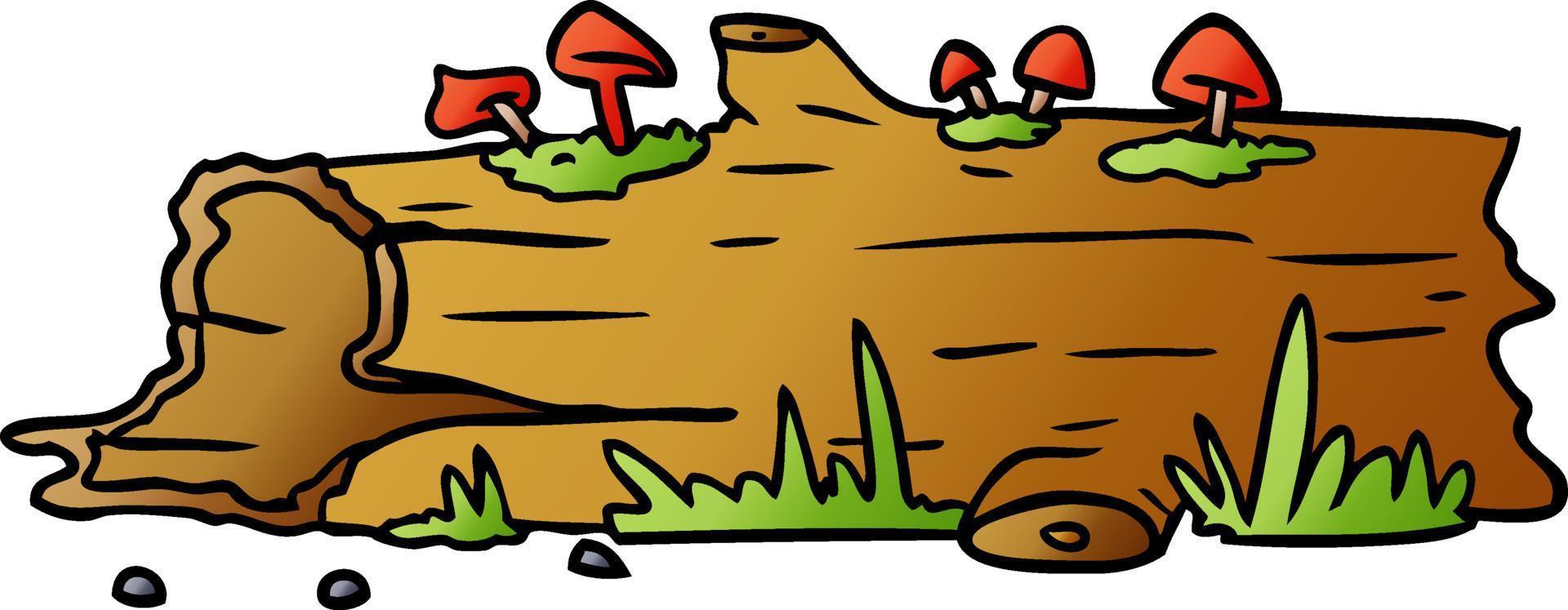 gradient cartoon doodle of a tree log vector
