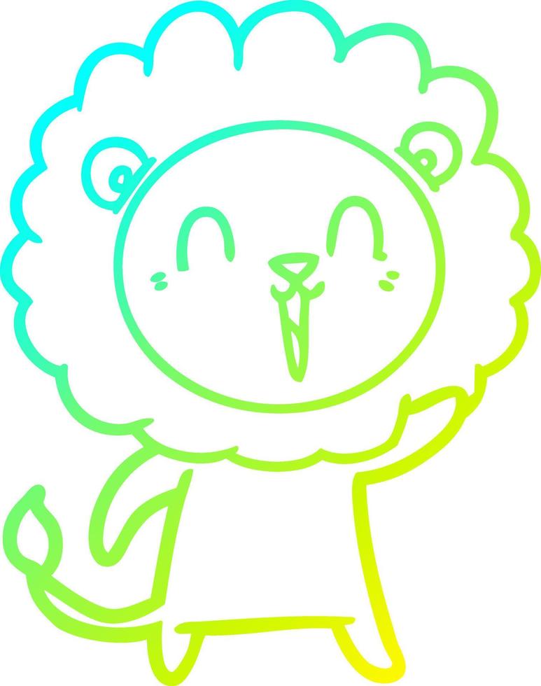 cold gradient line drawing laughing lion cartoon vector