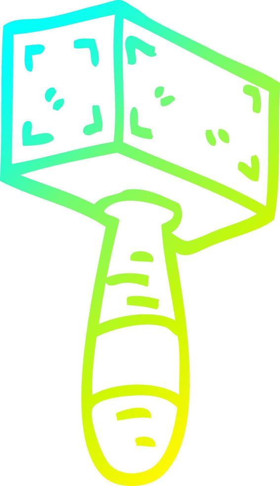 cold gradient line drawing cartoon hammer vector