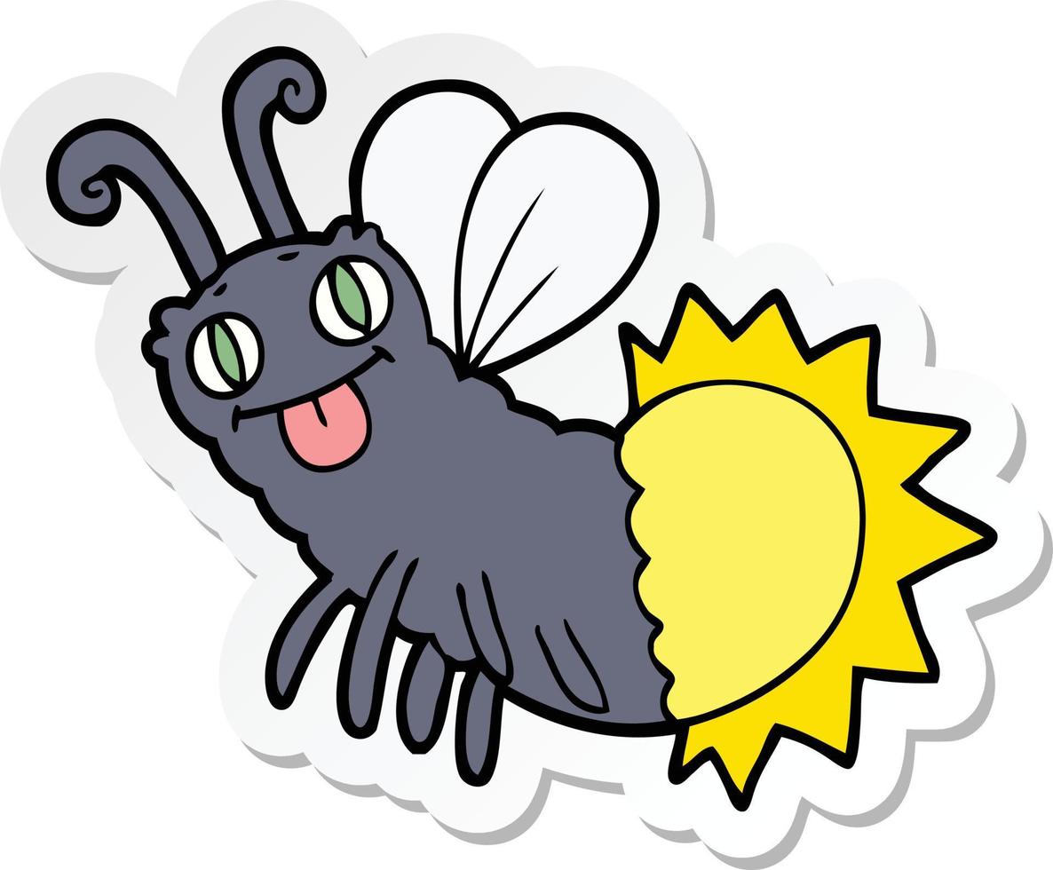 sticker of a cartoon firefly vector