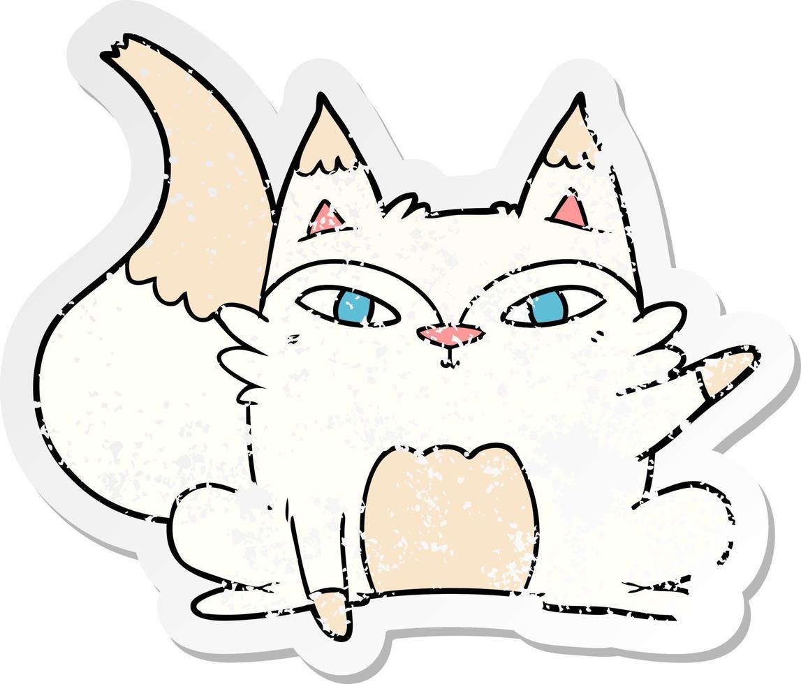 distressed sticker of a cartoon arctic fox vector