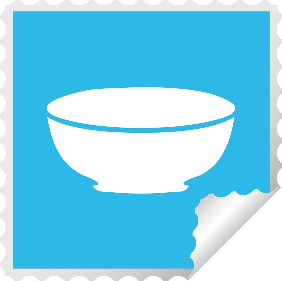 quirky square peeling sticker cartoon bowl vector