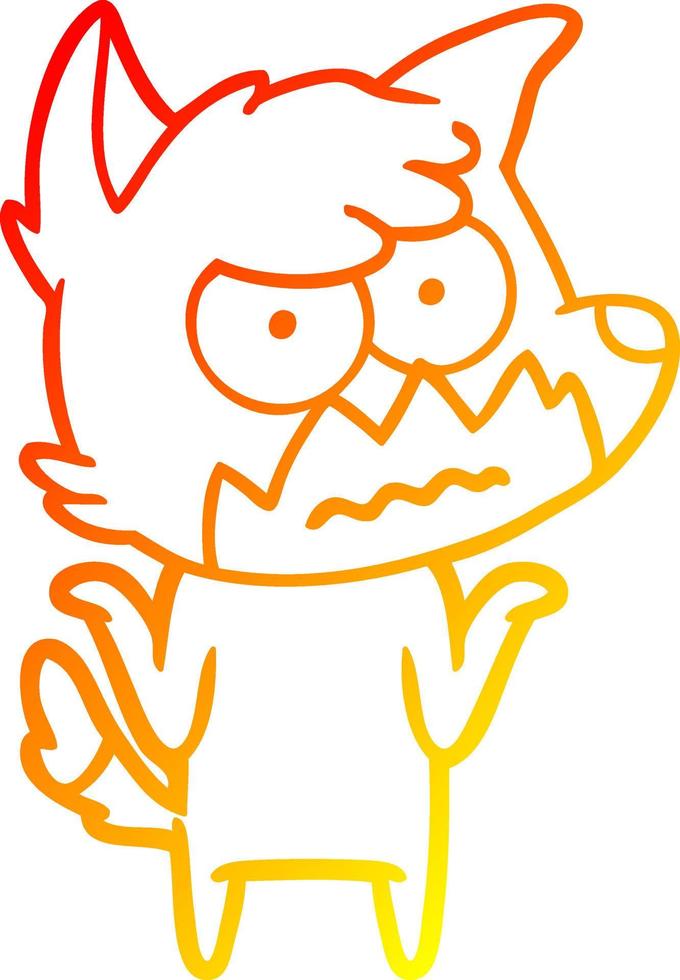 warm gradient line drawing cartoon annoyed fox vector