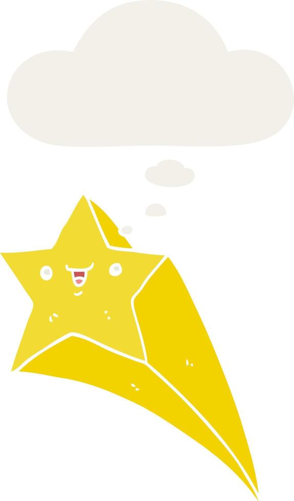 cartoon shooting star and thought bubble in retro style vector