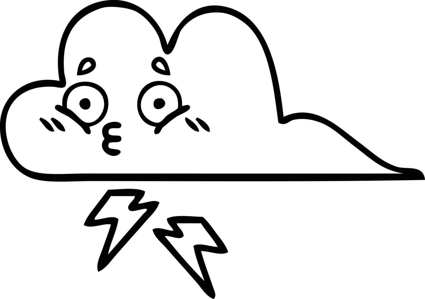 line drawing cartoon storm cloud vector