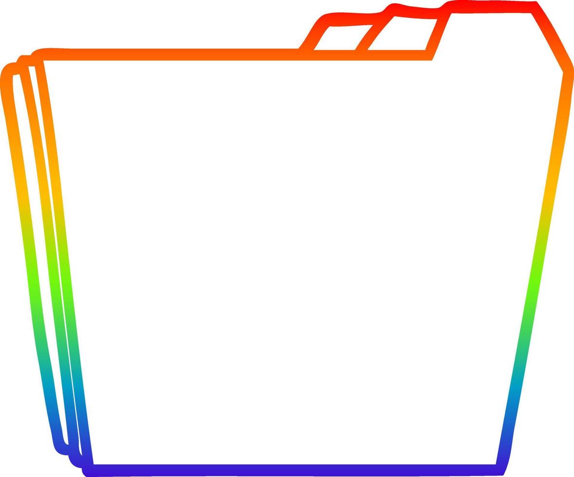 rainbow gradient line drawing cartoon business folders vector