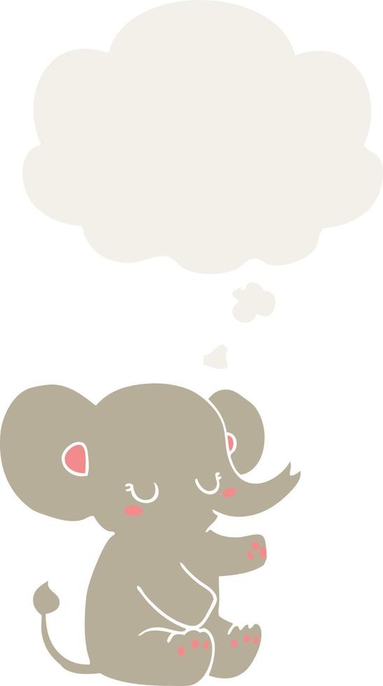 elefante de dibujos animados y burbuja de pensamiento en estilo retro vector