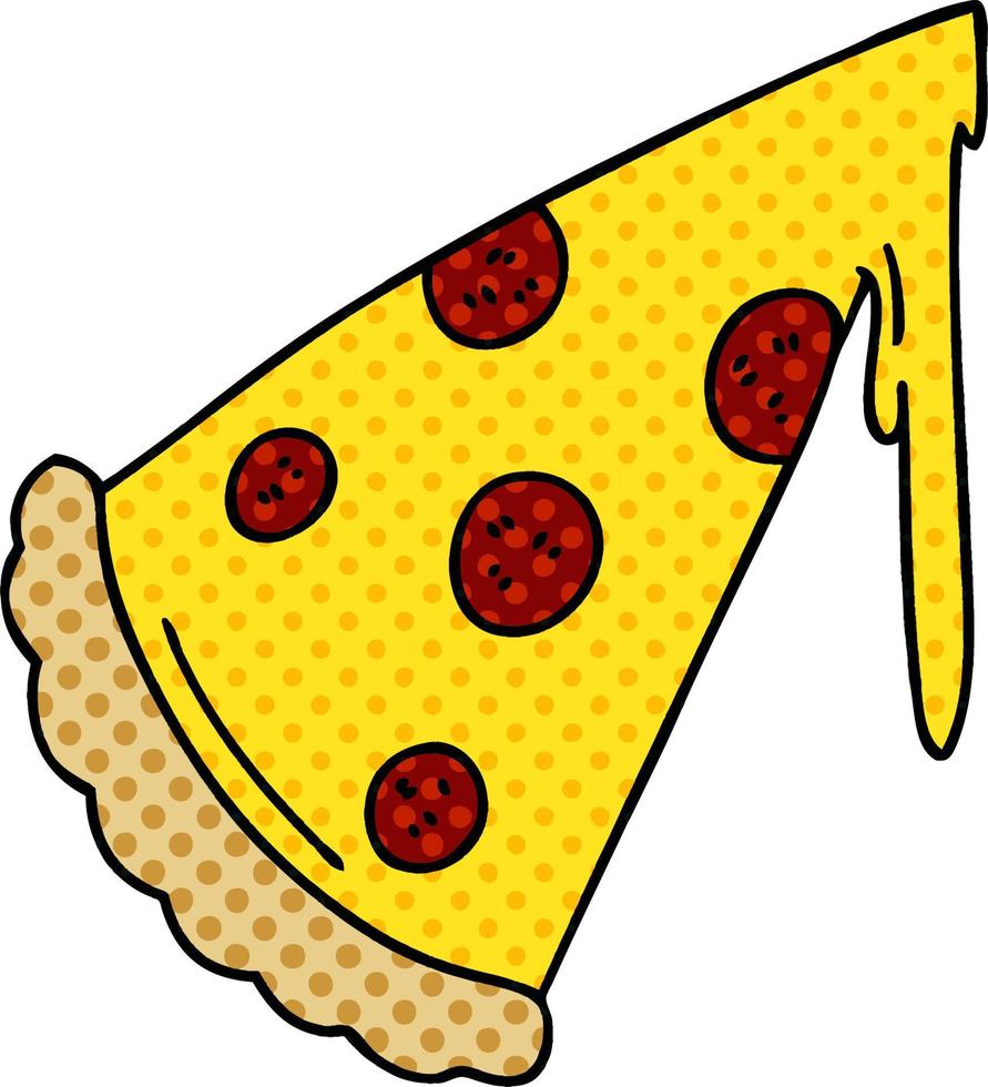 quirky comic book style cartoon slice of pizza vector