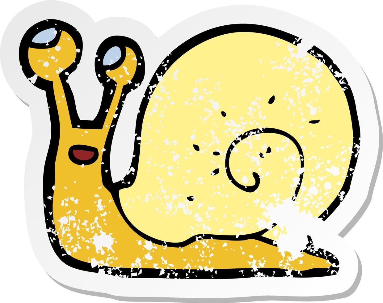 retro distressed sticker of a cartoon snail vector