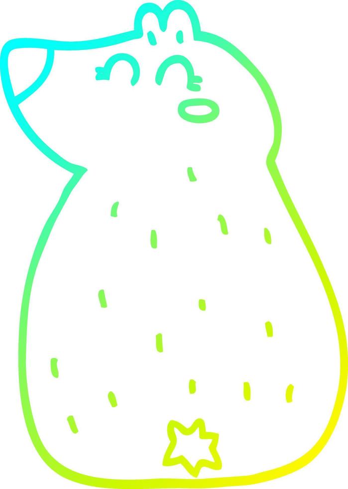 cold gradient line drawing cute cartoon bear vector
