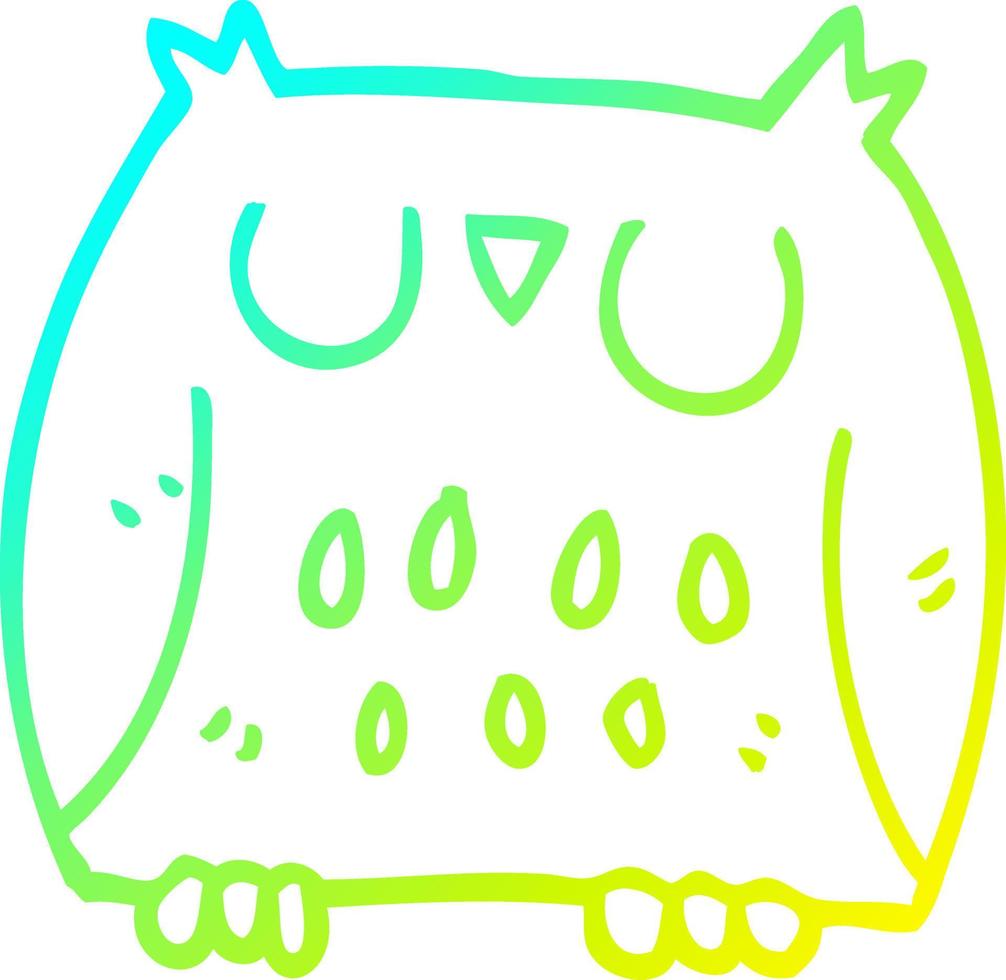 cold gradient line drawing cartoon happy owl vector