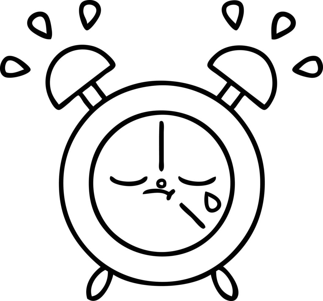 line drawing cartoon alarm clock vector