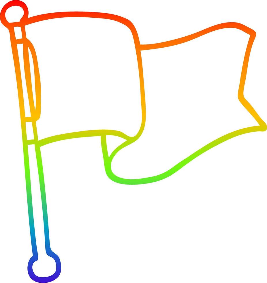 rainbow gradient line drawing cartoon white flag waving vector