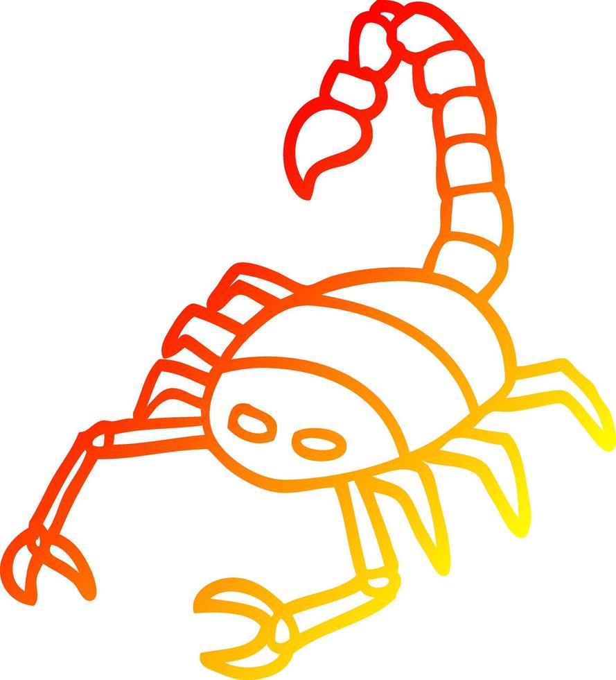 warm gradient line drawing cartoon scorpion vector