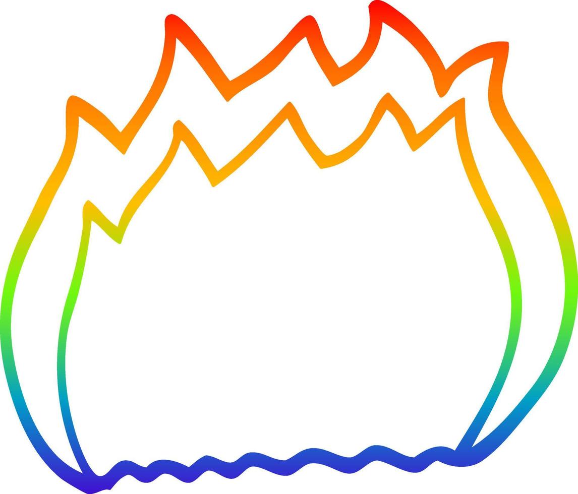 rainbow gradient line drawing cartoon fire vector