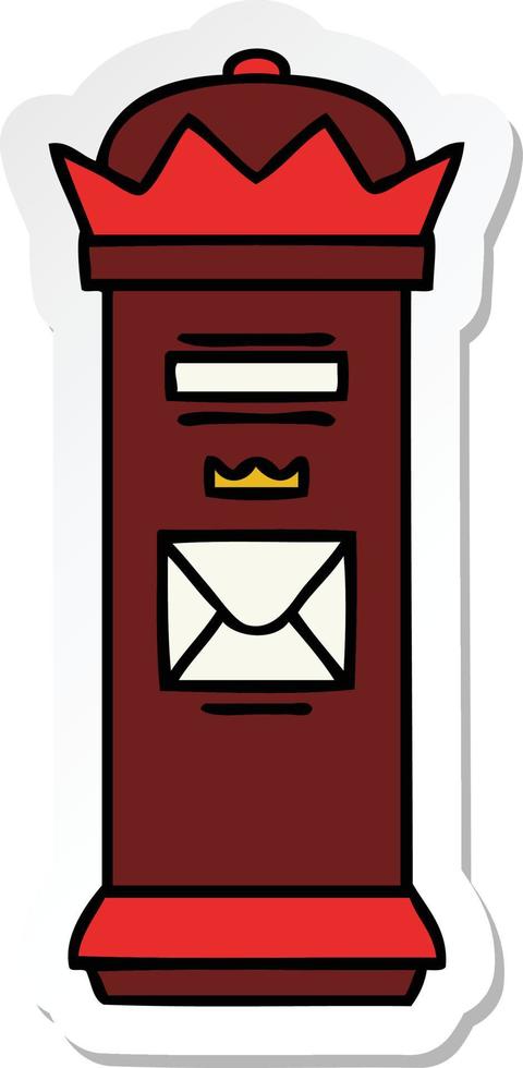 sticker of a cute cartoon post box vector