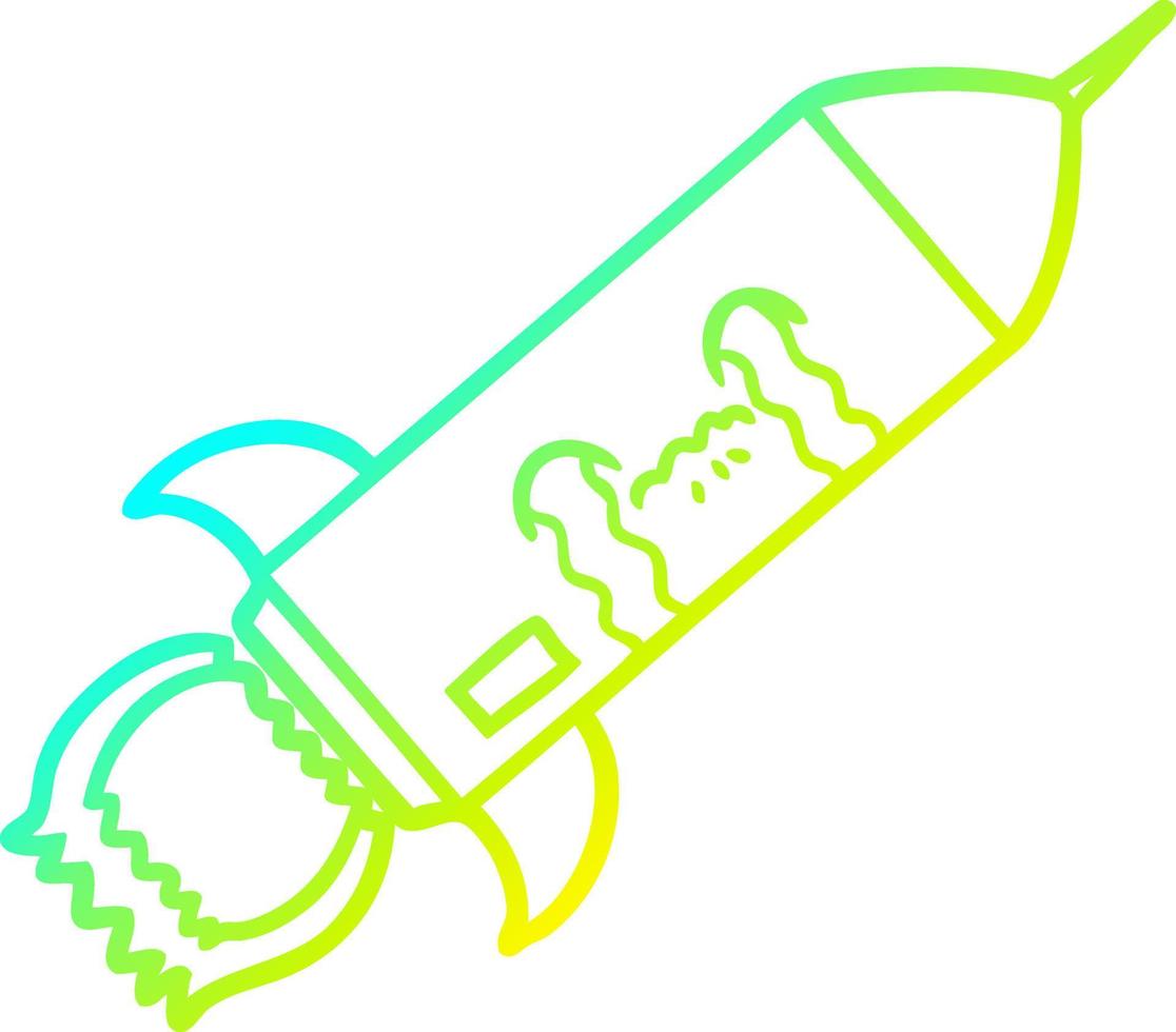 cold gradient line drawing cartoon crying rocket vector
