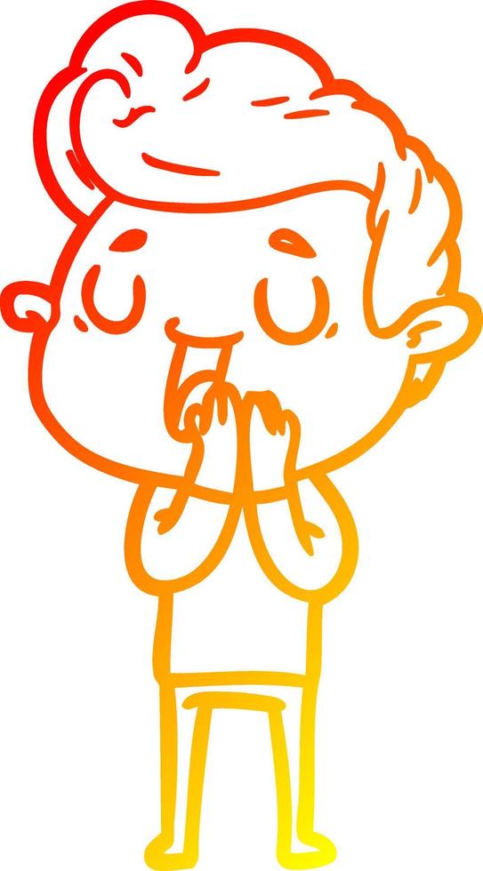 warm gradient line drawing happy cartoon man vector