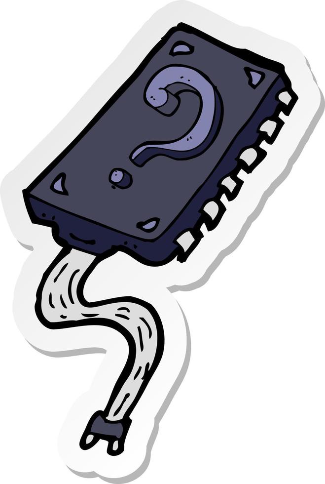 sticker of a computer chip cartoon vector