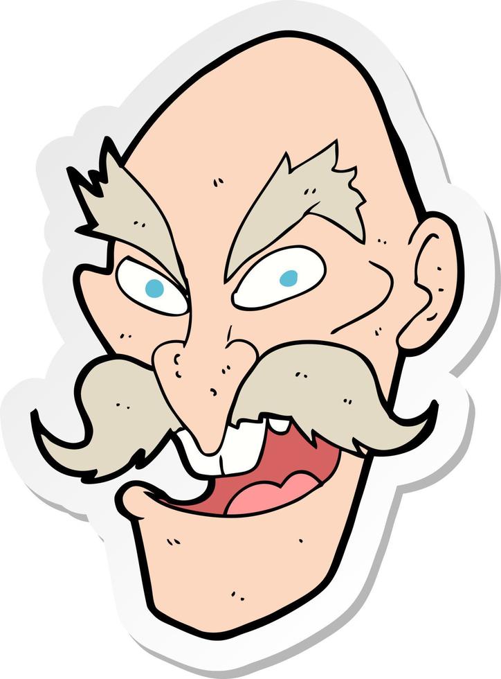 sticker of a cartoon evil old man face vector