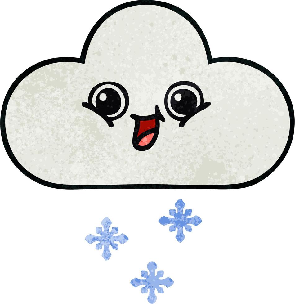 retro grunge texture cartoon snow cloud vector