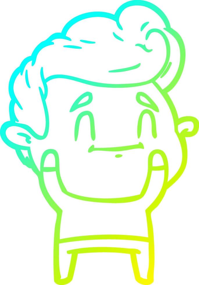 cold gradient line drawing happy cartoon man vector