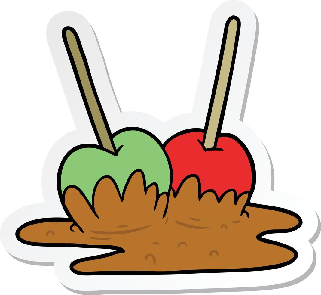 sticker of a cartoon toffee apples vector