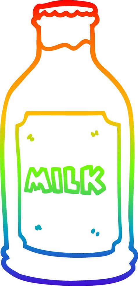 rainbow gradient line drawing cartoon chocolate milk vector