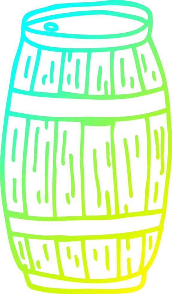 barril de cerveza de dibujos animados de dibujo lineal de gradiente frío vector