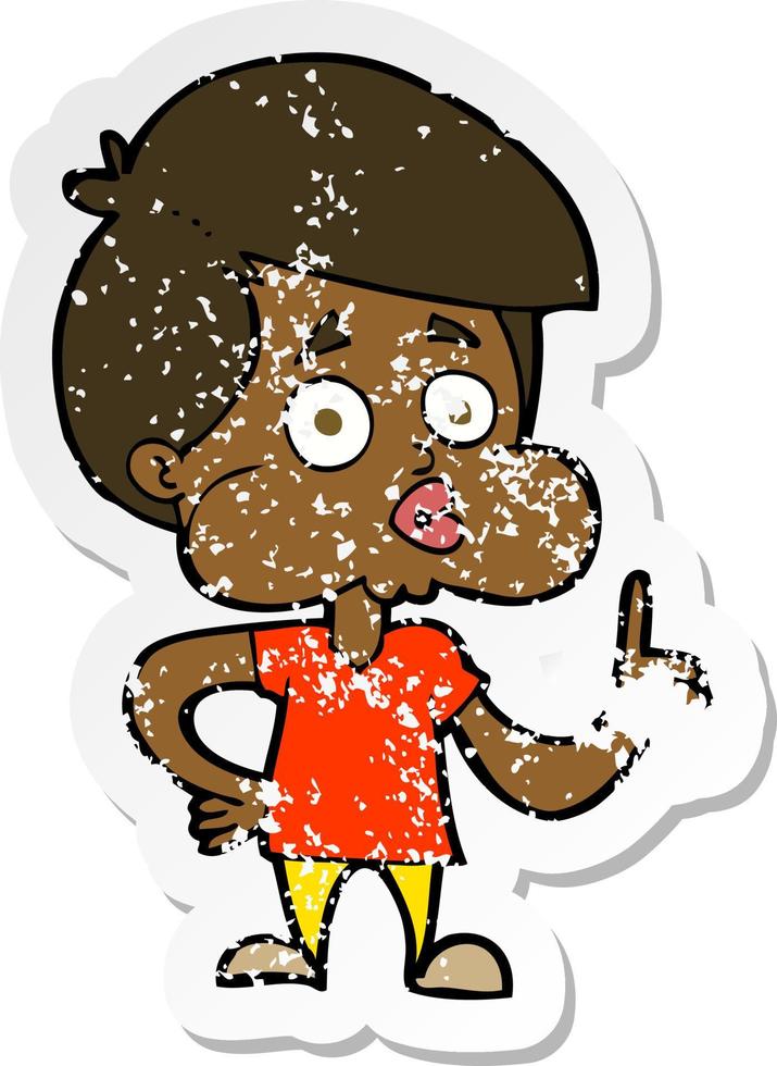 retro distressed sticker of a cartoon boy giving thumbs up vector