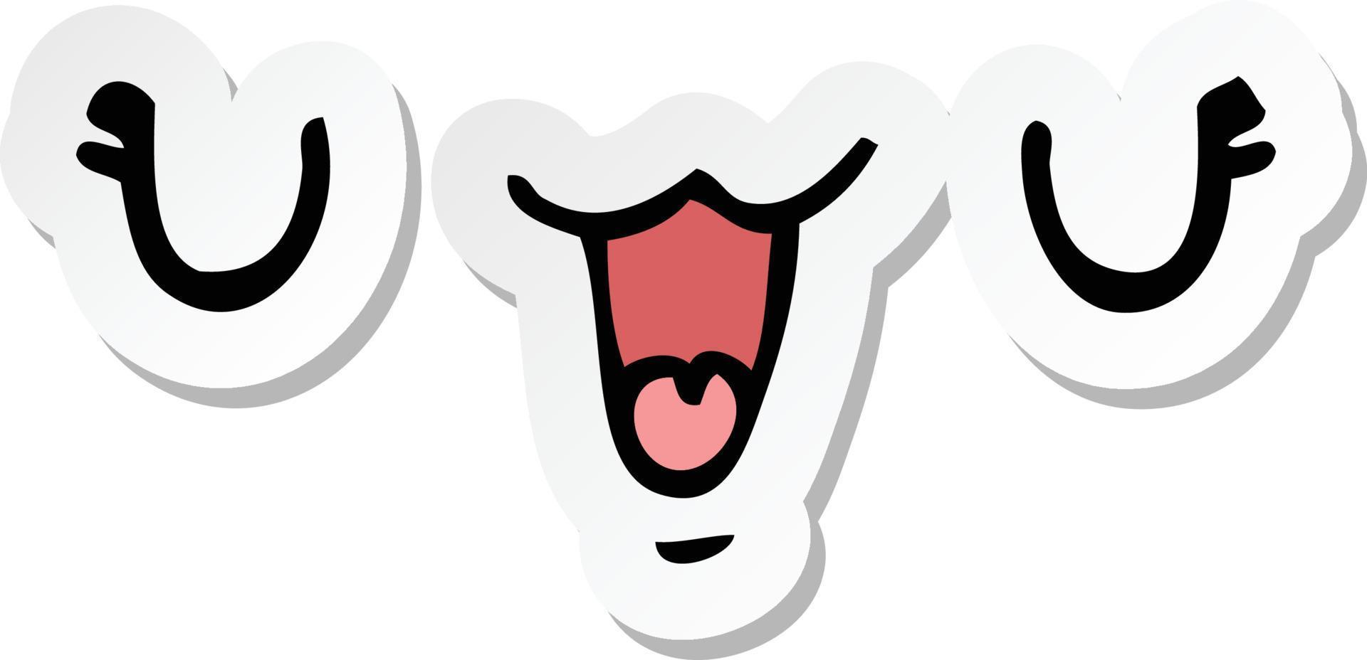 sticker of a cute happy cartoon face vector