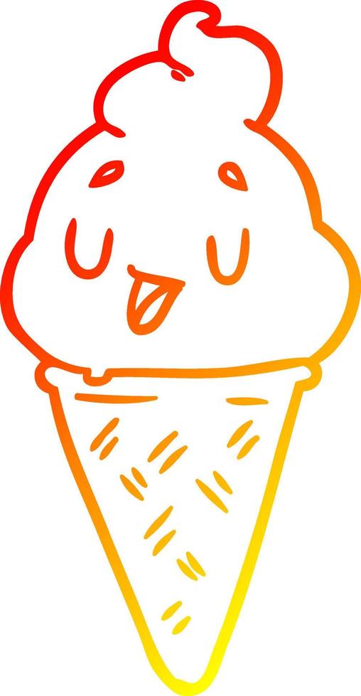 warm gradient line drawing cute ice cream vector