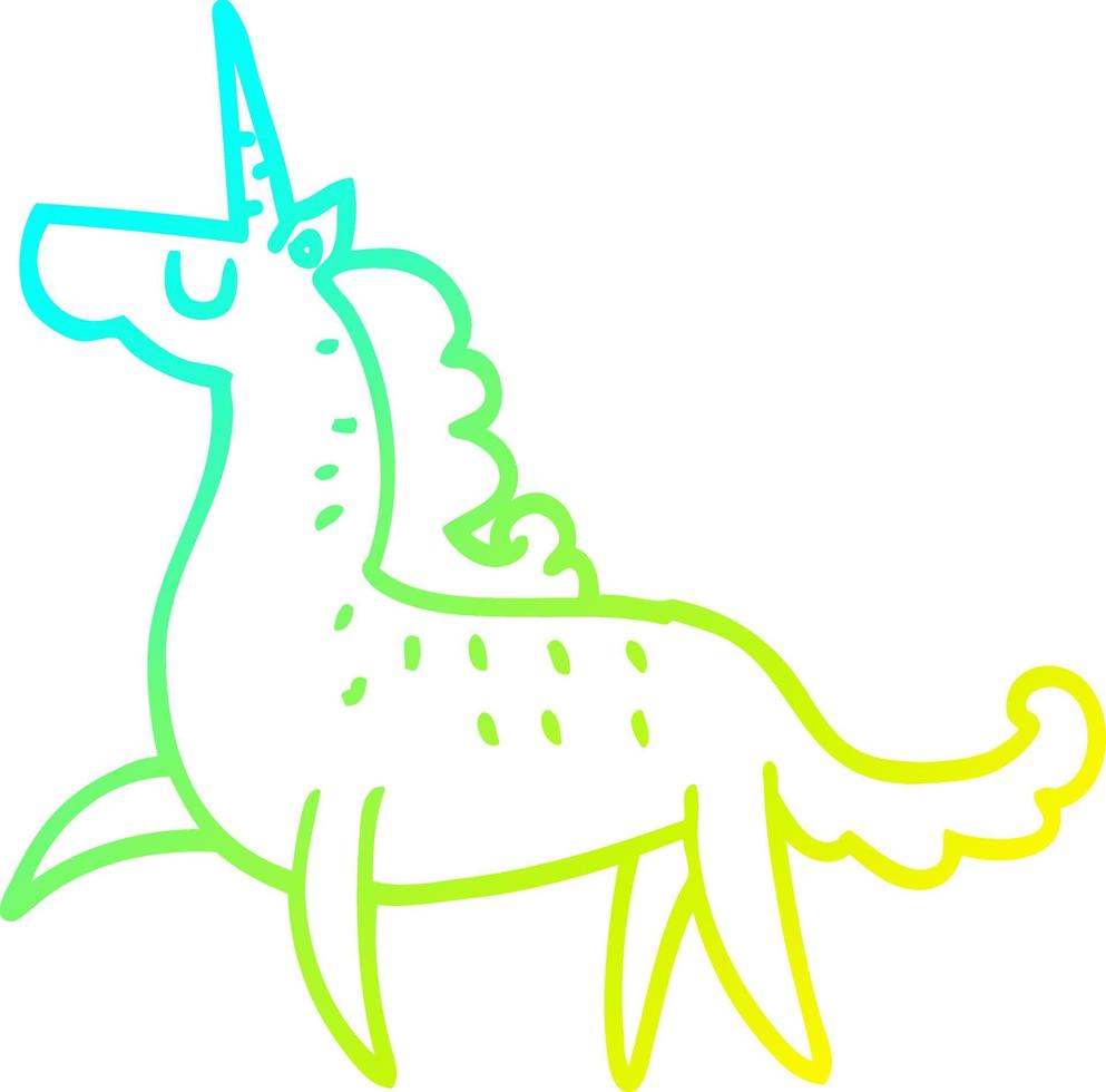 cold gradient line drawing cartoon magical unicorn vector