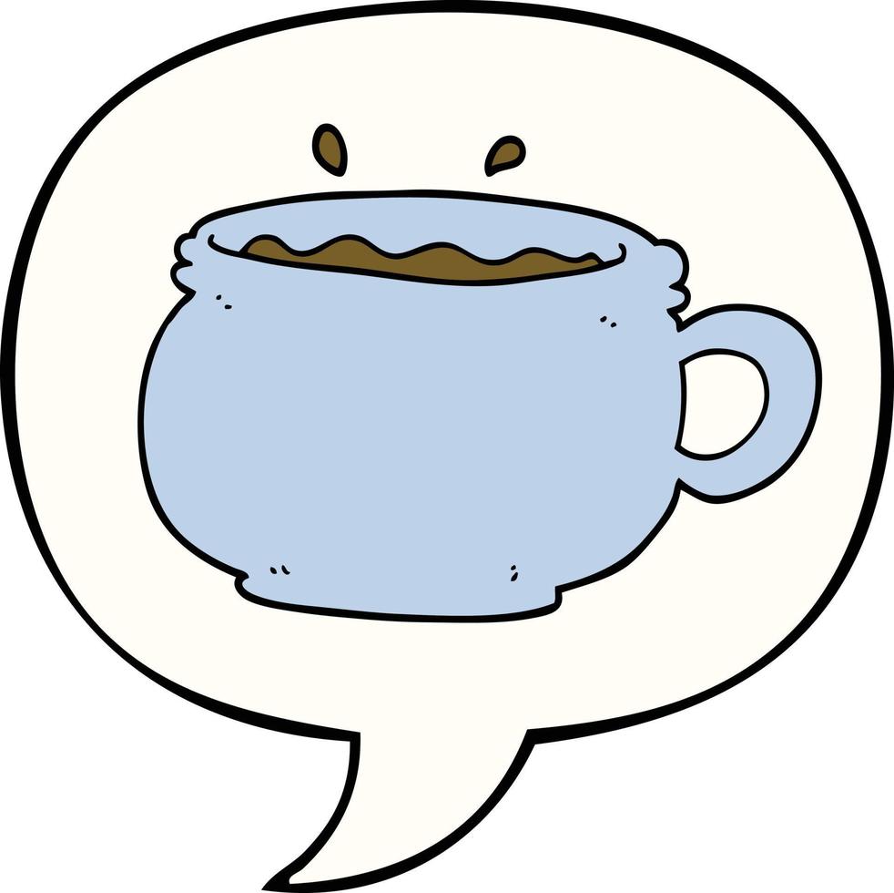 cartoon hot cup of coffee and speech bubble vector