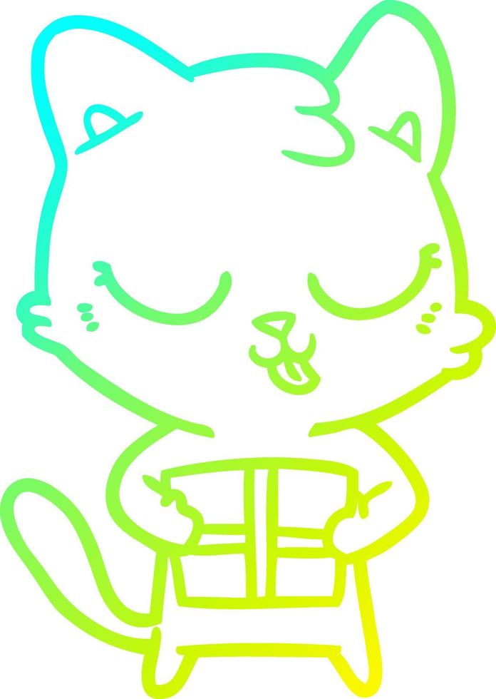 cold gradient line drawing cute cartoon cat vector