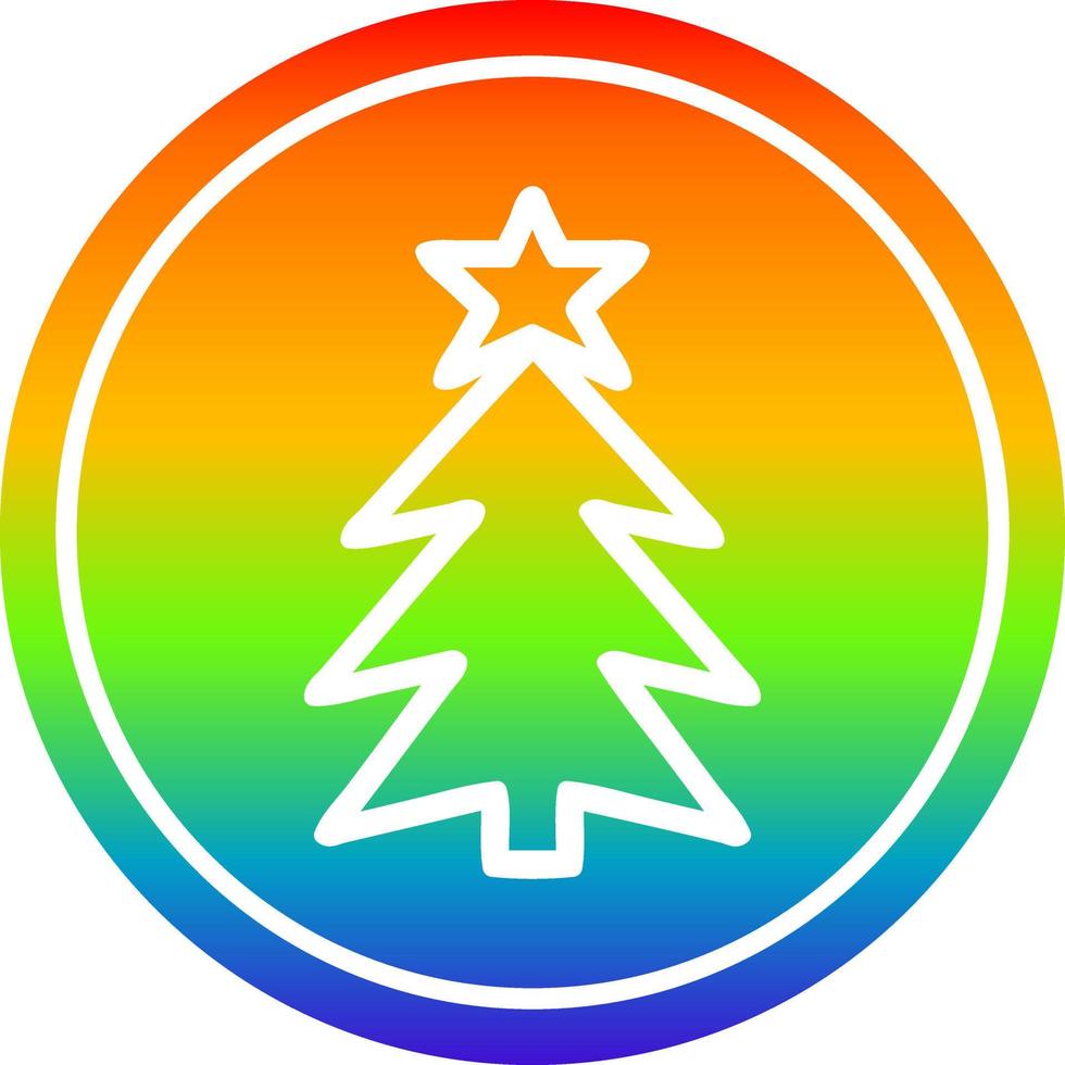 christmas tree circular in rainbow spectrum vector